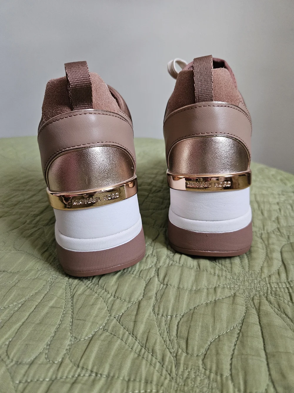 Women's Rose Gold Wedge Sneakers - Michael Kors - Picture 2 of 5